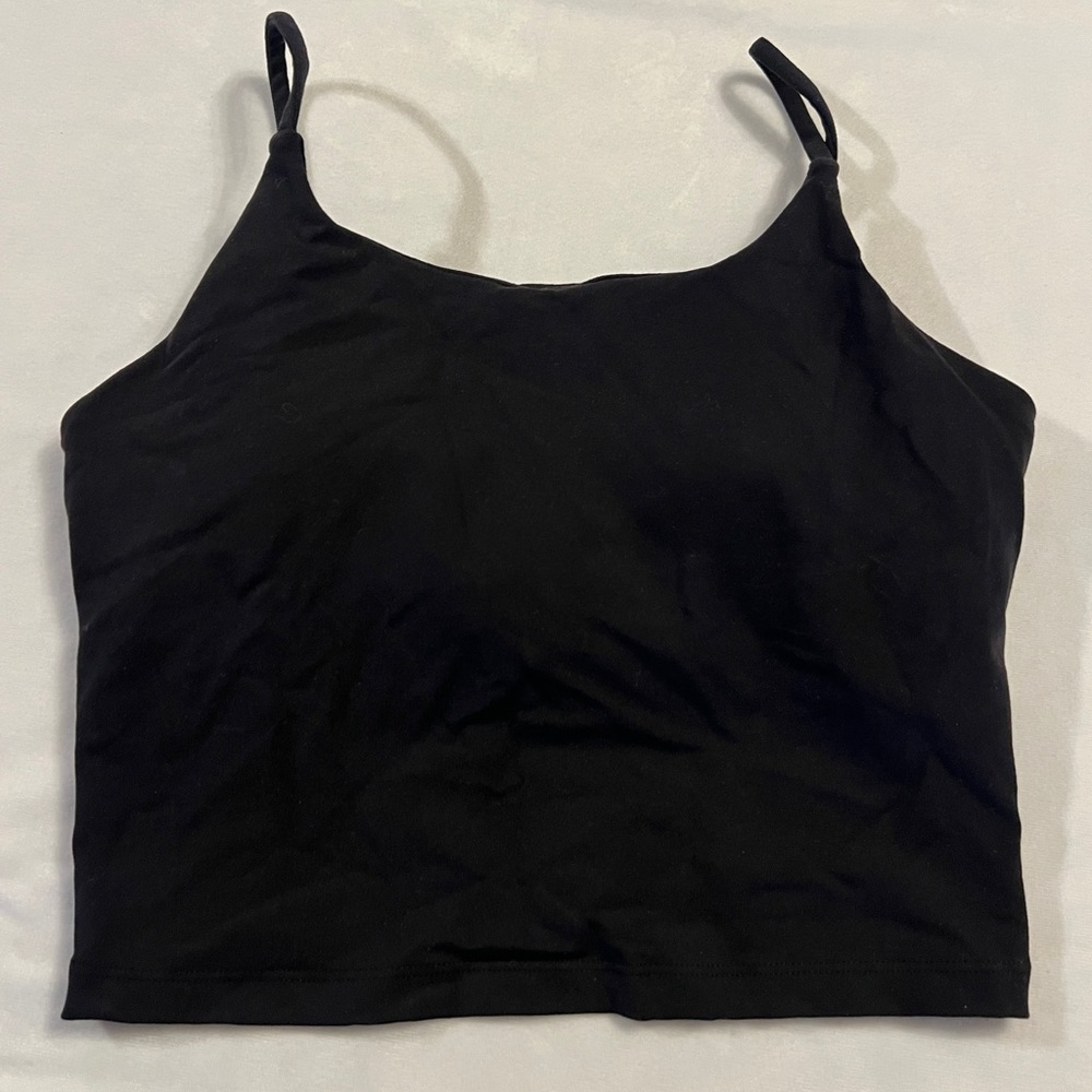 Medium NEW Tank Spaghetti Strap Top Women's Black Under Shirt Cropped Spandex